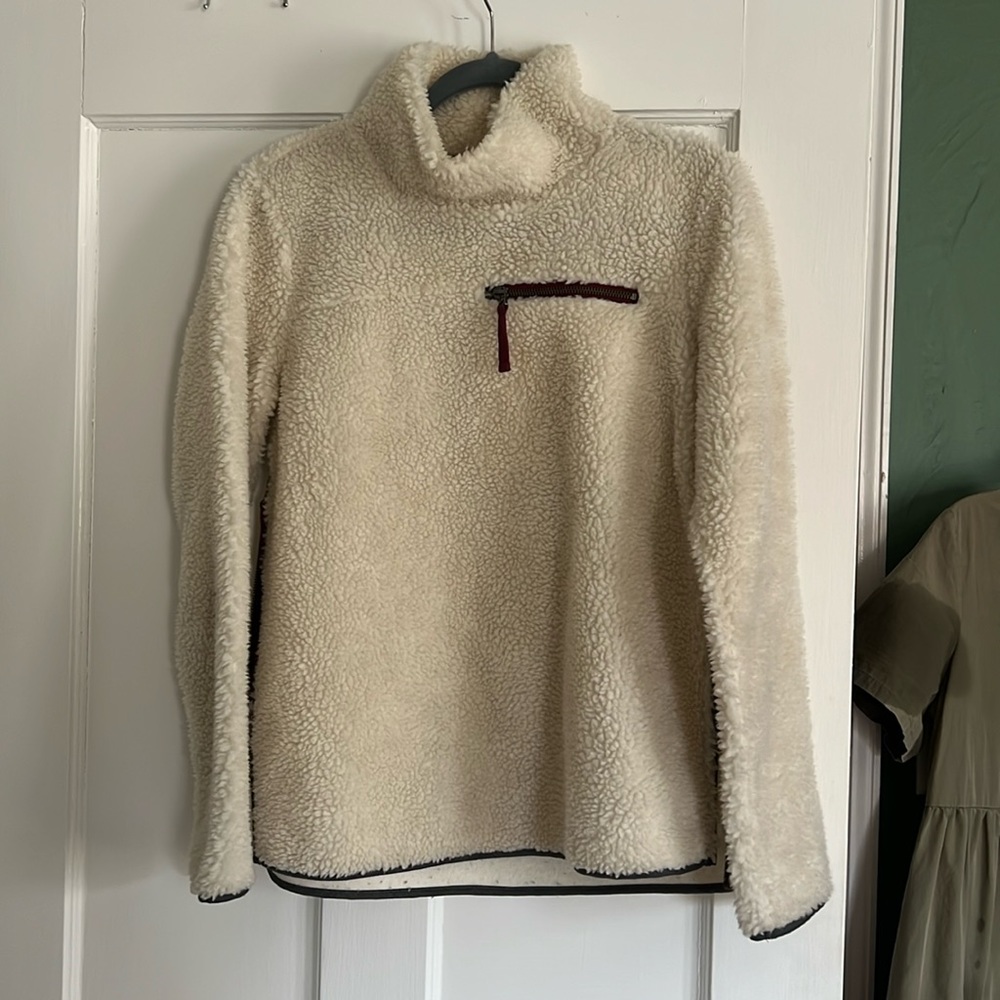L.L. Bean Sherpa Pullover, Cream, XS